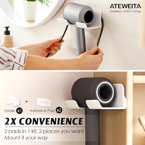 ATEWEITA Föhn Halterung ohne Bohren, Haartrocknerhalter Wandmontage zum Kleben, Föhnhalterung Bad Wandhalter für Haartrockner, Hair Dryer Holder Wall Mounted, Blow Dryer Holder (15*9CM) 1 Stück