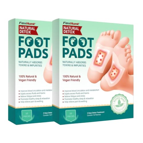 Image of FoxHunt Detox Foot Patches for Weight Loss & Toxin Removal | Natural Ginger Herbal Foot Pads for Deep Cleansing & Body Detox | Foot Patch for Pain Relief & Detoxification | Foot Pads for Women & Men (Pack of 2)