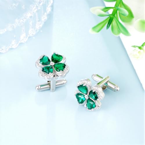 Mancuernillas Trébol de Cuatro Hojas para Hombre Plata 925 miniatura 3