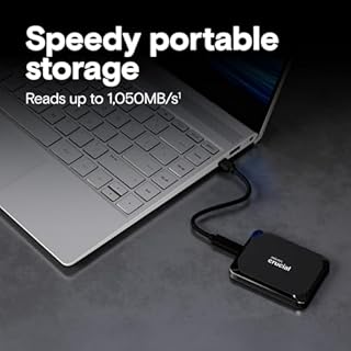 Crucial X9 SSD 1TB Esterno Portatile, fino a 1050 MB/s, compatible con PC, Mac, PlayStation e Xbox, Unità a Stato Solido Esterno, USB-C 3.2 - CT1000X9SSD902