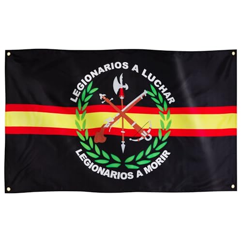 Drapeau de la Légion espagnole Runesol, 91 x 152 cm, 91 x 152 cm, 4 œillets, œillet à chaque coin, bannière espagnole, drapeaux haut de gamme, intérieur,...