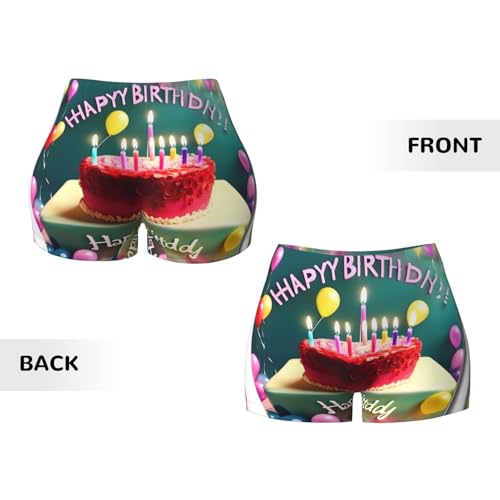 Happy Birthday Beautiful Pattern Sports Shorts, high Elastic Slim Fitness Pants, Suitable for Yoga/Leisure/Daily wear3