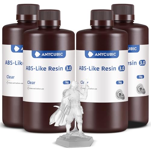 Image of ANYCUBIC ABS-Like Resin 3.0, 3D Printer Resin with Enhanced Strength and Toughness, High Precision and Minimal Shrinkage, Wide Compatibility for All LCD Resin 3D Printers (Clear, 4kg)