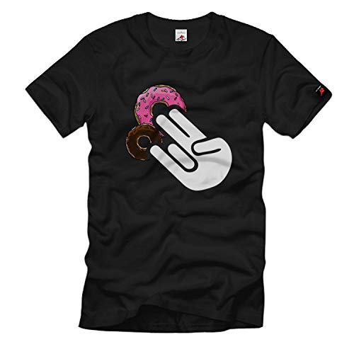T-shirt Two for Pinky Hand Shocker avec Motif Imprimé Original Noir Dounut