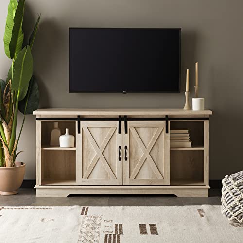 image for Walker Edison Richmond Modern Farmhouse Sliding Barn Door TV Stand for