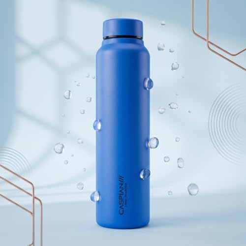 Image of CASPIAN / / / Astra Stainless Steel Water Bottle 1 litre (1000 ml) | Single Wall, Leakproof & BPA-Free | Reusable Metal Bottle for Fridge, Home, Office, Gym, School & Travel, Blueberry Blue, Pack of 1