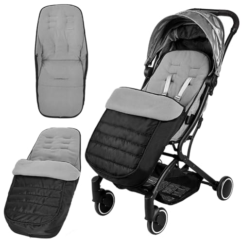 Universal Pushchair Footmuff Fleece Lined Baby Stroller Footmuff Waterproof Windproof 2 in 1 Pram Foot Cover Infant Toddler Kids Winter Warm Cosy Toes Detachable Buggy Seat Liner Cushion