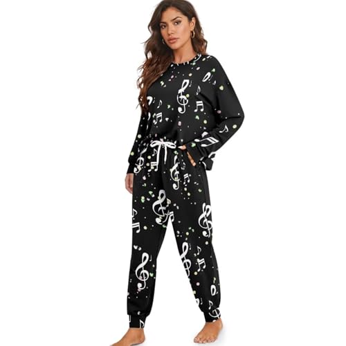 Image of Women's Pajamas Set Soft 2 Piece Loungewear Long Sleeve Pj Set Matching Sleepwear with Pockets for Women Plus Size