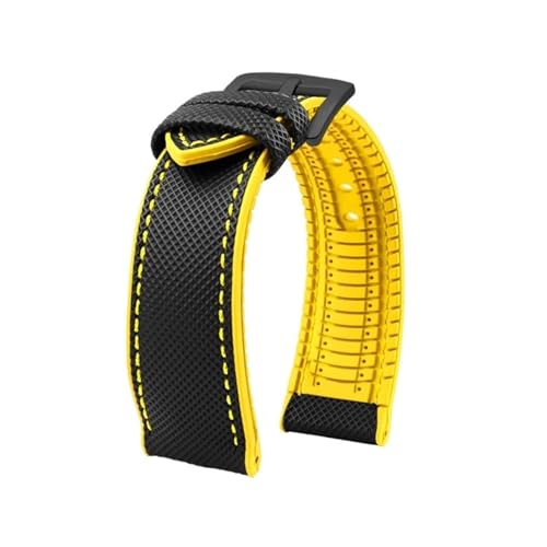 ETANNFMQ Casio PROTREK ウォッチバンド PRG-600/PRG-650 PRW-6600 GA2200/2300 シリーズ ナイロン製(Black-yellow-A)