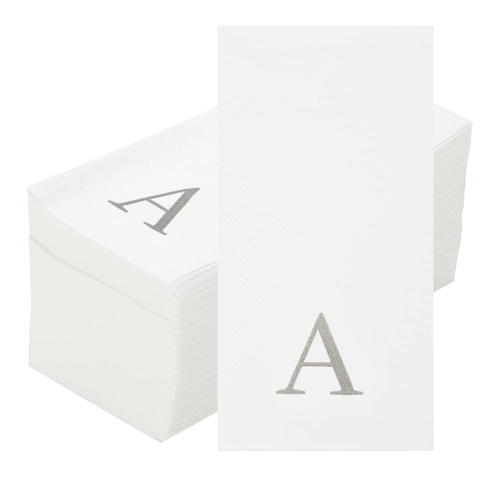 Luxenap - Servilleta rectangular de papel blanco con letra A, letra A, fuente Air Laid, Sans Serif, 15 3/4 x 8 pulgadas, caja de 50 unidades