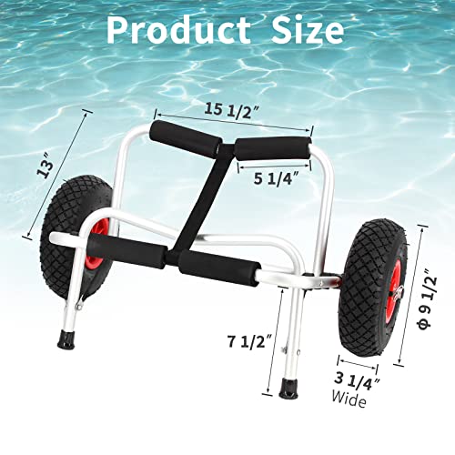 Xproutdoor Universal Kayak Trolley Canoe Carrier, Foldable Kayak Cart Heavy Duty Aluminum 220Lb/100 Kg Capacity Dolly For Kayak, Canoe, Float Mats, Jon Boat, Two Legs #TOP1