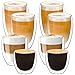 IZSUZEE 2x400ml Latte Macchiato Gläser 2x80ml Espressotassen 2x310ml Cappuccino Tassen 2x200ml Teeglas Gesamt 8 teiliges Set, Doppelwandige Kaffeetassen Mit Schwebeeffekt, Spülmaschinengeeignet.