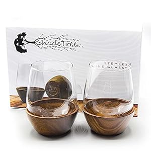 ShadeTree Stemless Wine Glasses – Elegant Drinkware for Wine, Alcohol, Bourbon, Whiskey – Hand Blown Glass and Solid…