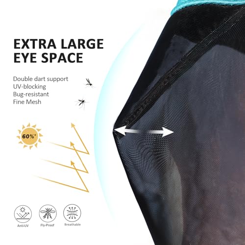 Harrison Howard Pro Luminous Horse Full Face Fly Mask Large Eye Space Long Nose With Ears Uv Protection For Horse Teal L thumb #2