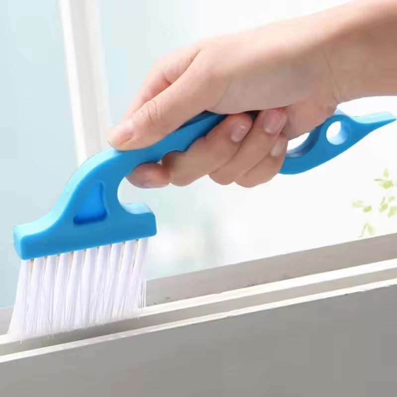 Kenar Temizleme Fırçası ve Kazıyıcı Mavi | Pencere Kapı Oluk Arası Temizlik Aparatı | Dar Alan Köşe Temizleyici | Asılabilir Ergonomik Sap