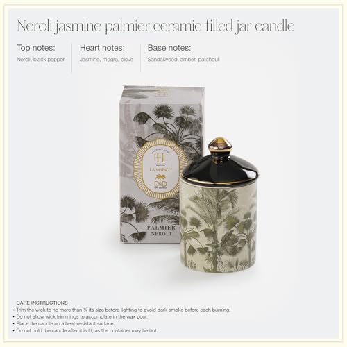 Image of Pure Home + Living Black Neroli Jasmine Palmier Candle Jar for Gift & Decoration|Wax Candles for Gifting | Non-Toxic Long-Lasting Aroma Candles | Fragrance Candles for Home (Pack of 1)