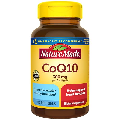 Nature Made CoQ10 300mg per 3 Softgels, CoQ10 Supplement for Heart Health & Antioxidant Support, 120 Softgels, 40 Day Supply