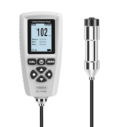YOWEXA EC-770SE Professional Coating Thickness Gauge with External Probe, Digital Paint Thickness Meter, Auto-Detect Fe/NFe, 0–2000μm Measuring Range,2000 Reading Memory, USB Data Export