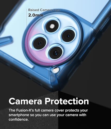 Image of Ringke Fusion-X Compatible with OnePlus 12R 5G Case Cover Transparent Hard Back Soft Flexible TPU Bumper Scratch Resistant Shockproof Protection OnePlus 12R Back Cover - Space Blue
