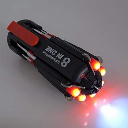Muskan Enterprises -ME 8 in 1 and Steel Multi Function Screwdriver Tool Kit and 6 LED Light Torch Portable