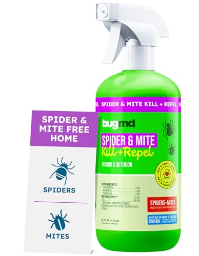 BugMD Pet Safe Spider Repellent Indoor & Outdoor Spray | Natural Spider & Mite Killer with Peppermint Oil to Create a Pest-Free Home - 16oz