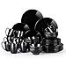 LOVECASA, Seria Sweet, zestaw zastawy stołowej, 32-częściowy zestaw obiadowy czarne porcelanowe naczynia z talerzem obiadowym 26,5 cm, talerz deserowy 21,5 cm, miseczki 660 ml i zestaw kubków 370 ml dla 8 osób