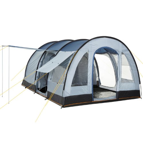 CampFeuer Zelt TunnelX für 4 Personen | Tunnelzelt mit 3 Eingängen, 5000 mm Wassersäule | Vernähte Bodenplane, Moskitonetz, Sichtschutz | Gruppenzelt, Campingzelt, Familienzelt