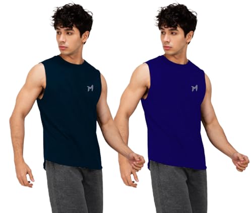 Image of Solid Sleeveless Cotton Regular Fit Mens Stylish Top Tanks Vest T-Shirt (Combo Pack of 2)
