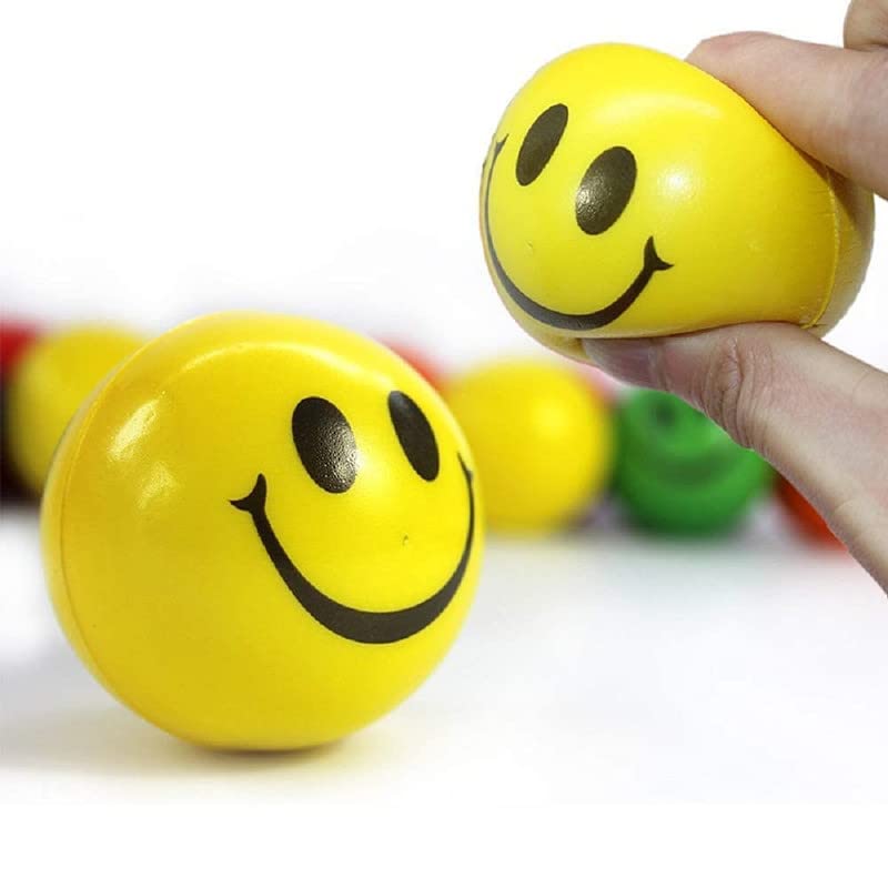 Image of YBN Smiley Soft Balls Cute Funny Yellow Emoji Happy Smiley Face Squeeze Sponge Balls Best Birthday Return Gift for Kids (Yellow)- Pack of 3