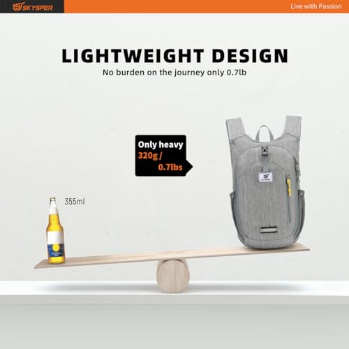 Mochila ligera para senderismo 10L SKYSPER gris miniatura 2