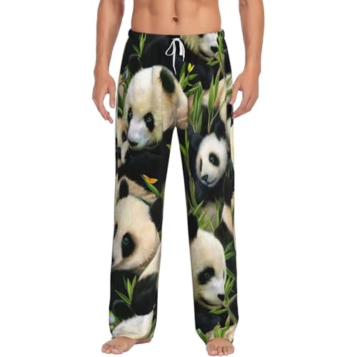 Pantalon pyjama homme panda polaire contre le froid avec poches utiles