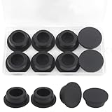 BOPOREAE 8 Pcs 1-1/8 In/29 mm Silicone Rubber Plug for Round Holes, Waterproof T Type Rubber Stoppers, Soft Flexible Snap-On Bottle Seal Button Plugs Tube Pipe End Covers Caps Inserts, Black