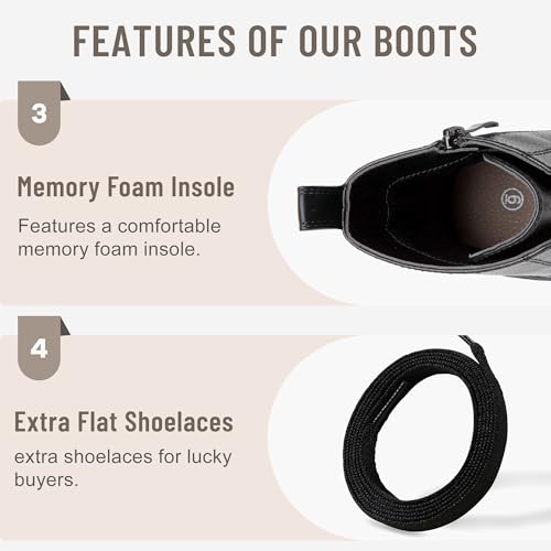 Vepose Women’s Combat Ankle Boots Lace up Classic Short Low Heel Zipper 9623 Booties4