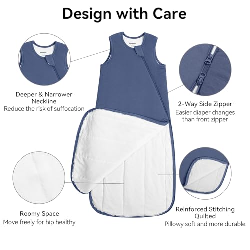 Image of BubblePanda Modal Sleep Sack 0-6 Months 1.0 Tog Super Soft Baby Sleep Sack 3-6 Months for Infant 2-Way Zipper Newborn Wearable Blanket 0-3 Months