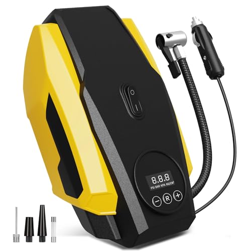 Image of Mrsdry 150psi Air Tyre Inflator for Car and Bike Pump Auto Stop (Yellow)