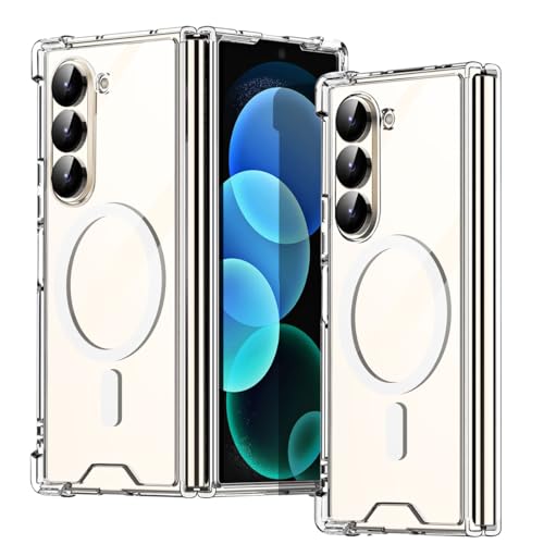 AICase Galaxy Z Fold 6 クリアケース、MagSafe対応 透明 耐衝撃保護 黄ばみ防止 マグネット式電話ケース Galaxy Z Fold 6 5G用 (2024) - クリア