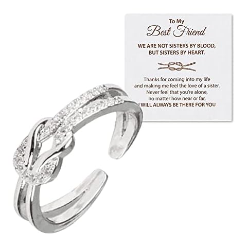 PULUN To My Best Friend 'Sisters By Heart' Knot Ring For Girls Adjustable Friendship Ring Mothers Day Birthday Christmas Jewelry Gifts Cover