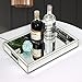 Rectangle Silver Mirror Decorative Tray Size 11” Length x 14” Width x 2” Height, Mirrored Vanity Organizer with Hand, Markup Perfume Jewelry Tray for Bathroom Bedroom Dresser Coffee Table qmdecor