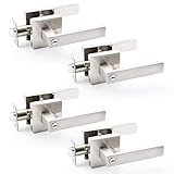 Brushed Nickel Door Lever Privacy Door Lock Doorknobs Handle Hardware, Interior Keyless Lockset for