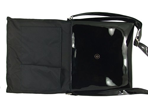 LONI Womens Cool Faux Patent Leather Cross-Body Shoulder Bag Handbag Medium Size4