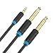 EVNSIX 6FT 1/8" 3.5mm Male TRS to Dual 1/4"(2x6.35mm) Male TS Mono Y-Cable Splitter Cord for Apple iPhone,Guitar, Laptop, Amplifier, Microphone
