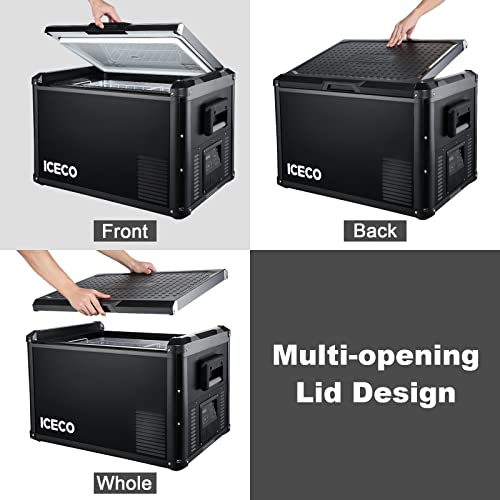 Iceco Vl45 Pros Portable Refrigerator, Multi-Directional Lid, Dual Usb & Dc 12/24V, Ac 110-240V, 45L Steel Compact Refrigerator Powered By Secop, 0℉ To 50℉, Home & Car Use [Upgrade, 47 Quarts] #TOP3