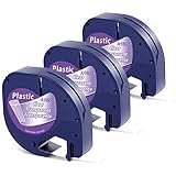3x Cinta Compatible para Dymo LetraTag / Color: Negro sobre Transparente / Material: plástico / Tamaño: 12 mm x 4 m / Modelo: S0721530 12267