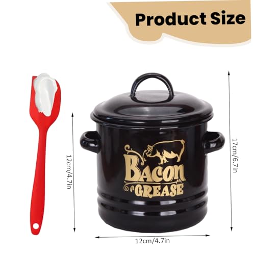 Contenedor de grasa de tocino de 46 oz con colador de aceite y tapa para cocina esmaltado 7