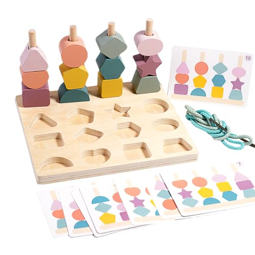 Jouet de tri des formes en bois jeu de perles éducatif pour enfant de 3 ans