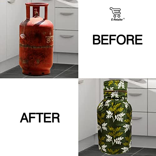 Image of Polyester 3-layered Lpg Cylinder Cover (Green, Size-26x21 Inches Perimeter and 26x14 Inches Diameter)