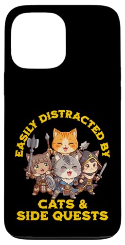 Cat Side Quest Funny Merch Fantasy Dessus de table pour hommes, femmes, enfants Coque pour iPhone 13 Pro Max