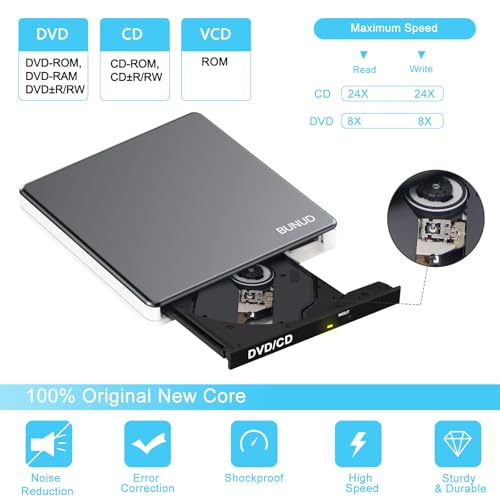 Image of External DVD Drive, USB C Superdrive for Apple USB 3.0 DVD Burner Reader for Mac, Portable CD + /-RW Drive External DVD Player for Laptop MacBook Windows 11 10 PC Linux OS