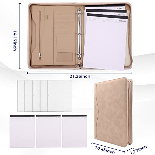 Sbrinnaliao 3-Ring Padfolio Portfolio Binder Organizer,Pu Leather Folder Binder Business Planner Notebook Zippered Portfolio For Women/Men With Document Sleeve,Letter/A4 Size Clipboard #TOP3