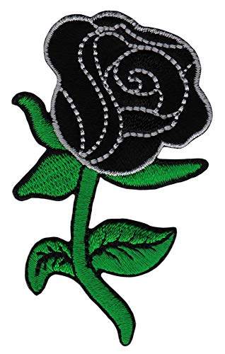 Bestellmich / Aufnäher Parche para Planchar con diseño de Rosa Negra, tamaño 5,0 x 8,3 cm